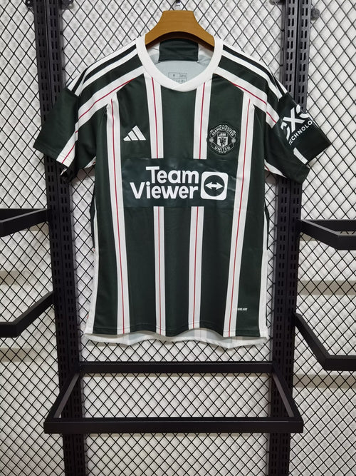 Manchester United Away Kit 2024/25 – Green Stripe Edition