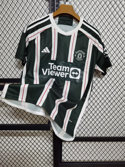 Manchester United Away Kit 2024/25 – Green Stripe Edition